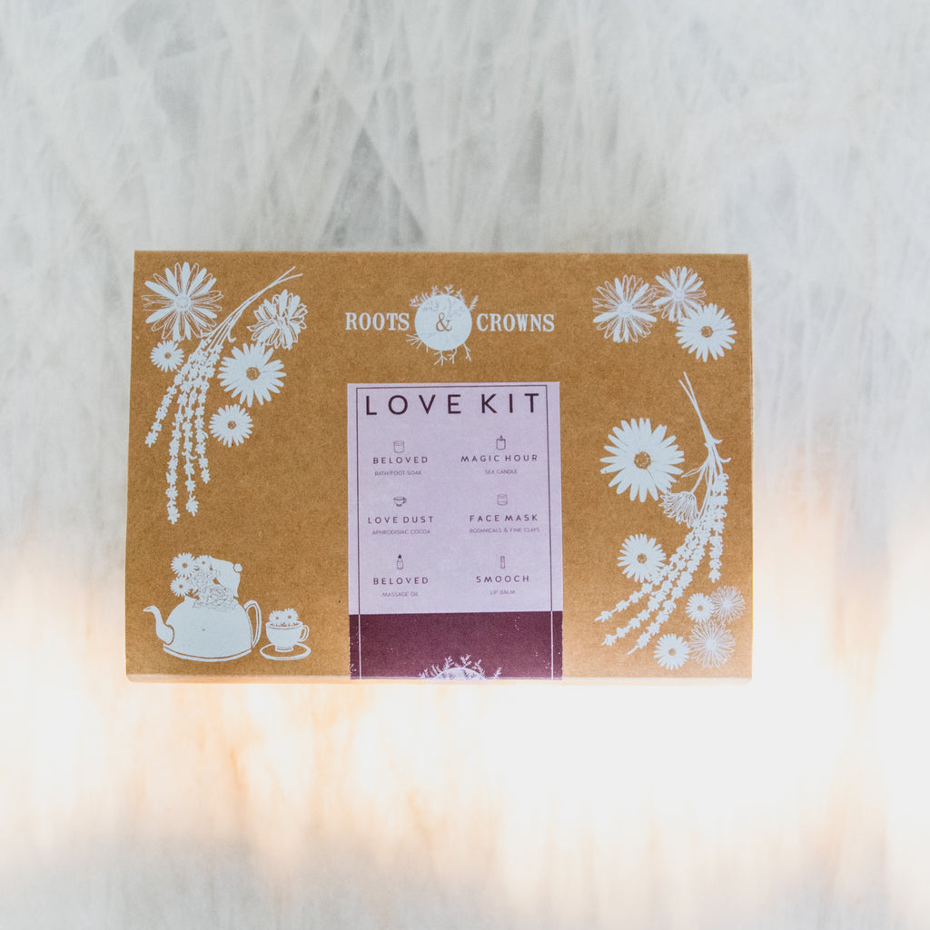Herbal Love Kit: Bath Salts, Face Masks, Massage Oil, Aphrodisiac Cocoa, & Candle for a Sensual Beautiful Love Date!