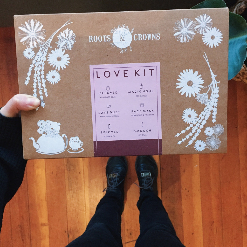 Herbal Love Kit: Bath Salts, Face Masks, Massage Oil, Aphrodisiac Cocoa, & Candle for a Sensual Beautiful Love Date!